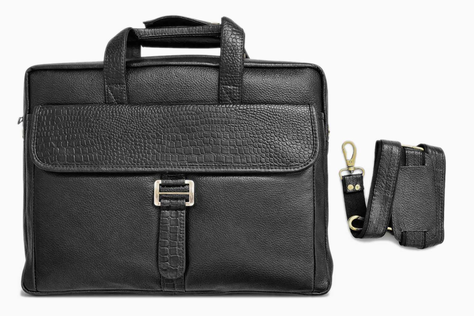 The Sovereign Croco-Accent Executive Briefcase (Black) — genuine leather laptop briefcase (15 - inches) India